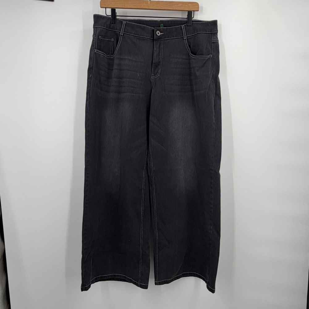 Halara Flex Mid Rise Washed Baggy Wide Leg Jeans Gray XL Regular 02768205